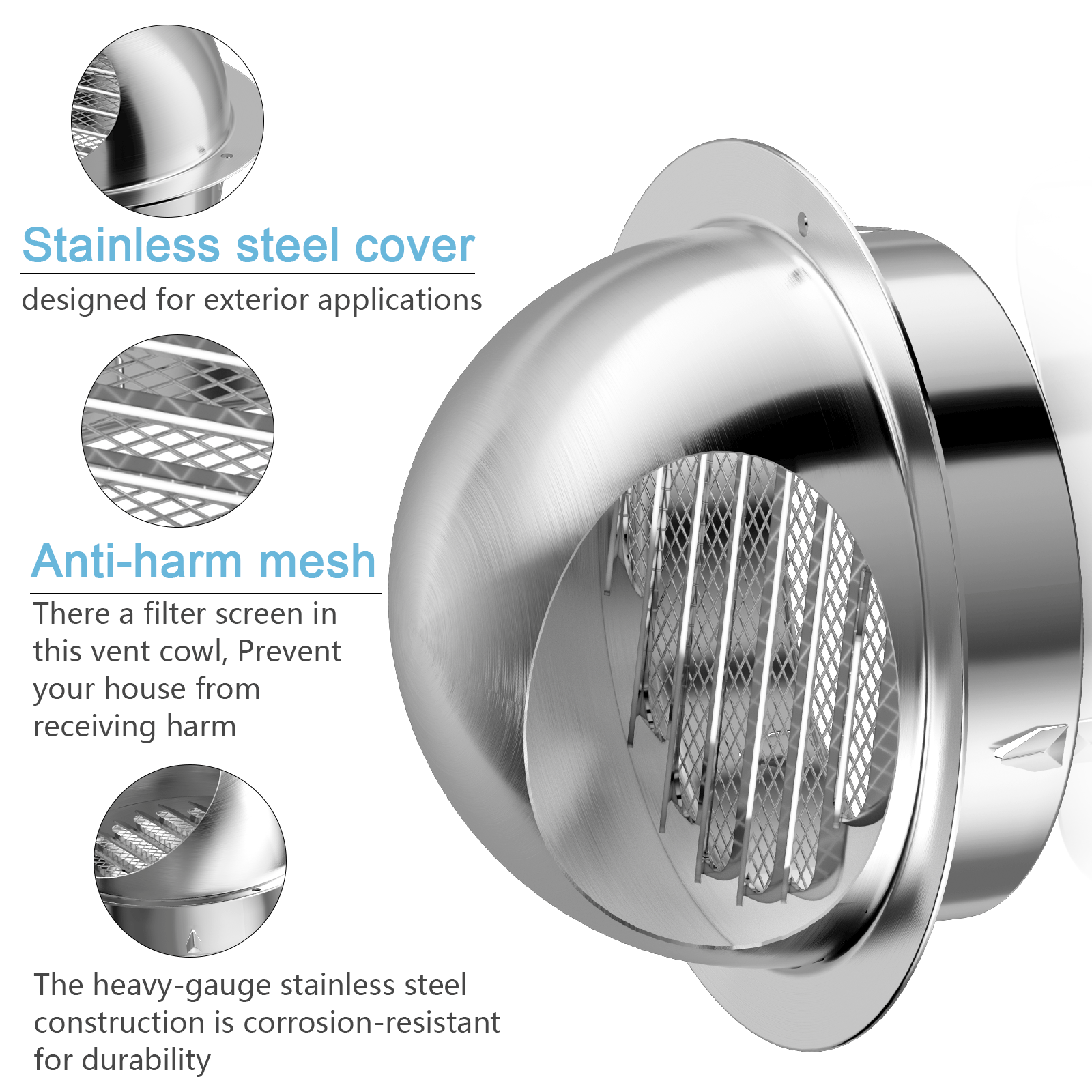 304 Thick Stainless Steel Air Vent Cap